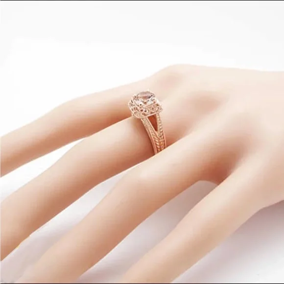 New Women’s Rose Gold Plated Diamond Ring - Picture 4 of 4